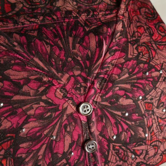 Appropriate Behavior Size XXL Short Sleeved Tunic BOHO Design Top Rhinestone - Picture 13 of 14